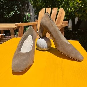 Joan & David Warm Taupe Suede Pumps